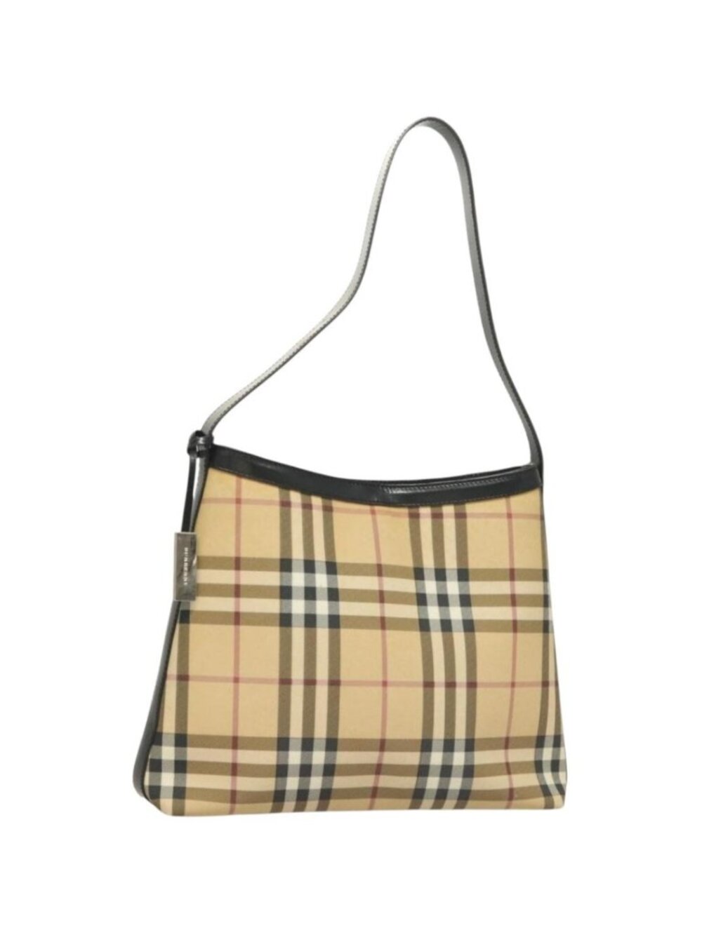 BURBERRY Nova Check Shoulder Bag PVC Beige Silver